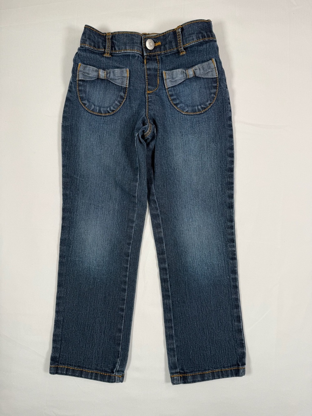 GYMBOREE Bow Pocket Girls Jeans Size 4T Straight Leg Denim Cottage Cute 2014